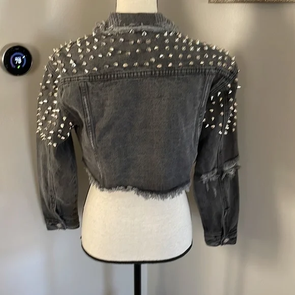 AZALEA WANG metal stud crop denim jacket AKIRA rare - Picture 9 of 12